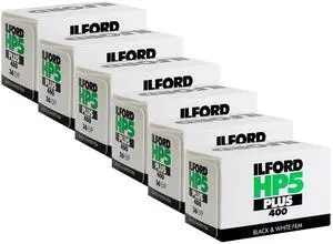 Ilford HP5 Plus Black & White Negative Film 35mm Roll Film, 36 Exposures - 6 Pack