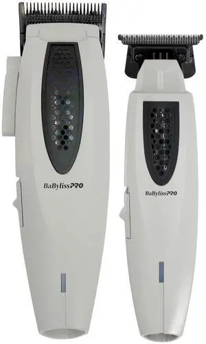BaByliss Pro LITHIUMFX+ Limited Edition Cordless Lithium Ergonomic Trimmer (Grey) FX773NGY with Clipper (Grey) FX673NSGY
