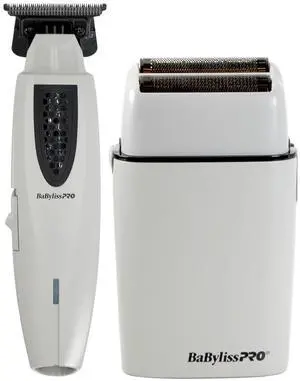 BaByliss Pro LITHIUMFX+ Limited Edition Cordless Lithium Ergonomic Trimmer (Grey) FX773NGY with Cordless Metal Double Foil Shaver (Gray) FXFS2GY