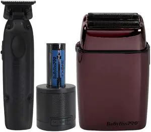 BaByliss Pro LIMITED EDITION Cordless Metal Double Foil Shaver (Purple) FXFS2P with FXONE LO-PROFX LIMITED EDITION Trimmer - Matte Black FX729MBLT
