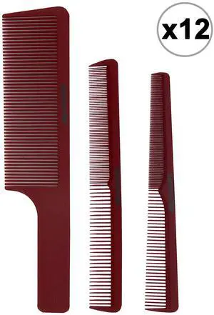 Babyliss Pro Barberology Comb Set (Clipper, Cutting, Taper Combs) - Red -12X