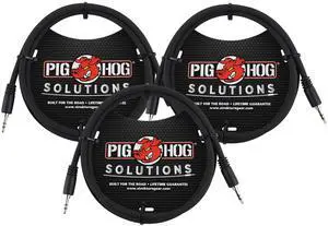 3x Pig Hog Solutions 3.5mm TRS to 3.5mm TRS Adapter Cable, 6ft