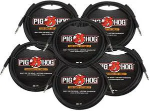 6x Pig Hog Solutions 3.5mm TRS to 3.5mm TRS Adapter Cable, 6ft