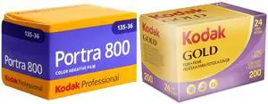 Kodak GOLD 200 Color Negative Film 35mm Roll Film, 24 Exposures with Kodak Professional Portra 800 Color Negative Film (35mm Roll Film, 36 Exposures)