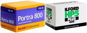 Kodak Professional Portra 800 Color Negative Film (35mm Roll Film, 36 Exposures) with Ilford HP5 Plus Black and White Negative Film (35mm Roll Film, 36 Exposures)