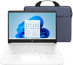 HP 14" Laptop with Intel Celeron N4500 Processor, 4GB RAM, 64GB eMMC Storage  Snowflake White + Splash Proof Wear Resistant Polyester Fiber Laptop Bag