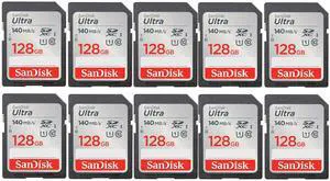 Sandisk Ultra 128GB SDXC UHS-I Class 10 Memory Card - 10 Pack