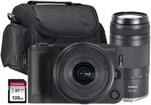 Canon EOS R50 V 4K60p Video 24.2MP Mirrorless Camera with RF-S 14-30mm f/4-6.3 IS STM PZ Lens and RF 75-300mm f/4-5.6 Lens Basic Accessory Bundle