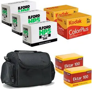 Kodak Portra 800 Color, UltraMax 400 Color, ColorPlus 200 Color, Ektar 100 Color, Ilford HP5 Plus Black & White Negative Film + Case