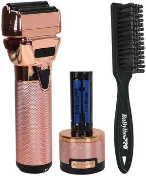 BaByliss Pro FXONE ROSEFX All-Metal Interchangeable-Battery Shaver FX79FSRG with Fade Brush - Black
