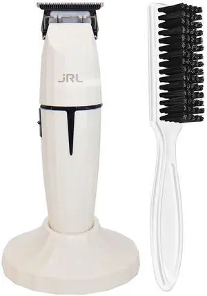 JRL GHOST Professional Cordless Hair Trimmer - White (Dual Voltage) 2020T-B-W with BaByliss Pro Fade Brush