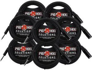 8x Pig Hog 1/4" TRS to XLR Balance Adaptor Cable, 15 Feet PX-TMXM15