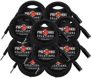 10x Pig Hog 1/4" TRS to XLR Balance Adaptor Cable, 15 Feet PX-TMXM15