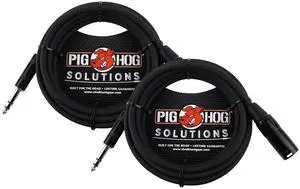 2x Pig Hog 1/4" TRS to XLR Balance Adaptor Cable, 25 Feet PX-TMXM25