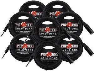 8x Pig Hog 1/4" TRS to XLR Balance Adaptor Cable, 25 Feet PX-TMXM25