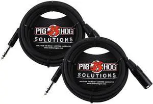 2x Pig Hog 1/4" TRS to XLR Balance Adaptor Cable, 10 Feet PX-TMXM2