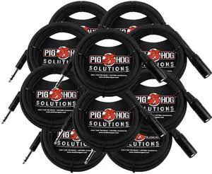 10x Pig Hog 1/4" TRS to XLR Balance Adaptor Cable, 10 Feet PX-TMXM2