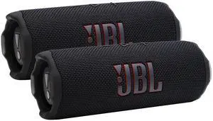 2x JBL Flip 7 Portable Waterproof Bluetooth Speaker (Black)