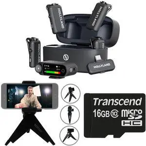 Hollyland LARK MAX 2 Combo 4-Person Wireless Microphone System for Cameras and Mobile Devices (Space Gray, 2.4 GHz) Video Bundle