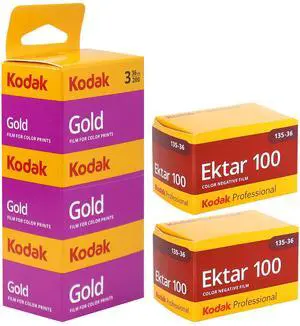 2x Kodak Professional Ektar 100 Color Negative Film (35mm, 36 Exposures) with Kodak GOLD 200 Color Negative Film (35mm, 36 Exposures) - 3 Pack