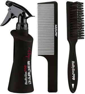 Babyliss Pro BSPRAYBOT Barberology 10oz Spray Bottle with Fade Brush and 9" Comb Black
