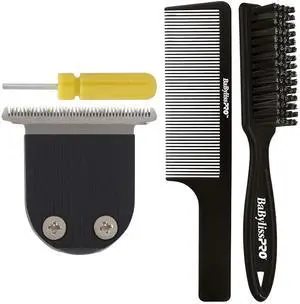 BaByliss Pro Barberology FlashFX / EtchFX Replacement Blade with Fade Brush and 9" Comb Black