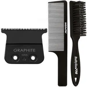BaByliss Pro FX707B Graphite Fine Tooth Replacement T Blade Fits All FX787 Models with Fade Brush and 9" Comb Black