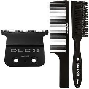 Babyliss Pro FX707BD2 DLC 2.0MM Deep Tooth T-Blade with Fade Brush and 9" Comb Black