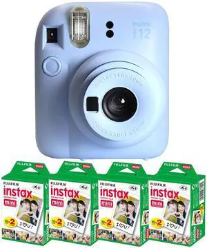 FUJIFILM INSTAX MINI 12 Instant Film Camera (Pastel Blue) with 4x Fujifilm 2x10 Film Mini Instax Film Pack