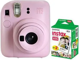 FUJIFILM INSTAX MINI 12 Instant Film Camera (Blossom Pink) with Fujifilm 2x10 Film Mini Instax Film Pack