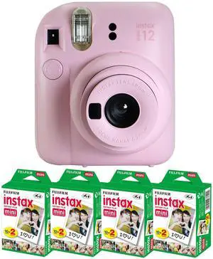 FUJIFILM INSTAX MINI 12 Instant Film Camera (Blossom Pink) with 4x Fujifilm 2x10 Film Mini Instax Film Pack