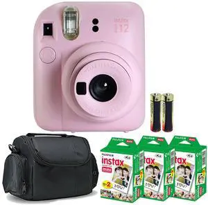 FUJIFILM INSTAX MINI 12 Instant Film Camera (Blossom Pink) with 3x 2x10 Film Mini Instax Film Pack Bundle