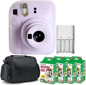 FUJIFILM INSTAX MINI 12 Instant Film Camera (Lilac Purple) with 4x Fujifilm 2x10 Film Mini Instax Film Pack Bundle