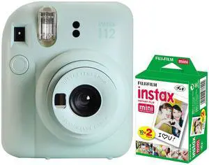 FUJIFILM INSTAX MINI 12 Instant Film Camera (Mint Green) with Fujifilm 2x10 Film Mini Instax Film Pack