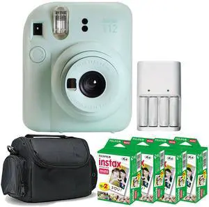 FUJIFILM INSTAX MINI 12 Instant Film Camera (Mint Green) with 4x Fujifilm 2x10 Film Mini Instax Film Pack Bundle