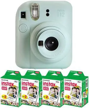 FUJIFILM INSTAX MINI 12 Instant Film Camera (Mint Green) with 4x Fujifilm 2x10 Film Mini Instax Film Pack