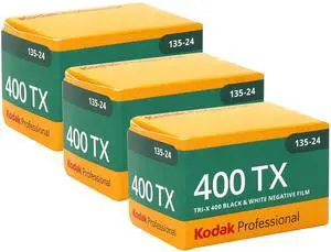 Kodak Professional 400TX Tri-X 400 Black & White Negative Film, 24 Exposures (1590652) - 3 Pack