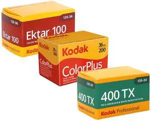 Kodak Professional 400TX Tri-X 400 Black & White Negative Film - 24 Exp with ColorPlus 200 & Pro Ektar 100 Color Negative Film, 36 Exposures