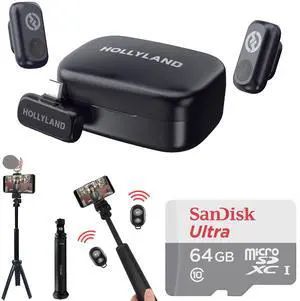 Hollyland LARK A1 Duo 2-Person Wireless Lavalier Microphone System with USB-C Connector for Mobile Devices (Space Gray, 2.4 GHz) Video Bundle