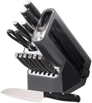 Ninja K32012 Foodi NeverDull Premium Knife System, 12 Piece Knife Block Set with Built-in Sharpener, German Stainless Steel Knives, Black