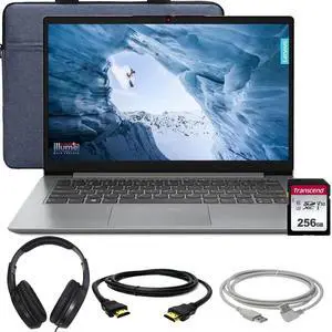 Lenovo Ideapad 1 14" Laptop - Intel Celeron N4500, 4GB Memory, 128GB eMMC (Cloud Gray) with Complete Accessory Bundle Lenovo Ideapad 1 14" Laptop - Intel Celeron N4500, 4GB Memory, 128GB eMMC (Cloud Gray) with Complete Accessory Bundle