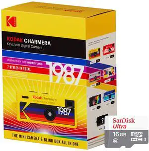 Kodak Charmera Key Chain Digital Camera (Random Style Blind Box) with 16GB Ultra UHS-I microSDHC Memory Card