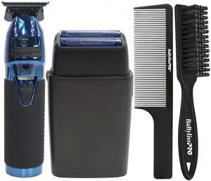 BaByliss Pro LIMITEDFX Collection Blue Trimmer & Double Foil Shaver w/ Fade Brush & 9" Clipper Comb BaByliss Pro LIMITEDFX Collection Blue Trimmer & Double Foil Shaver w/ Fade Brush & 9" Clipper Comb