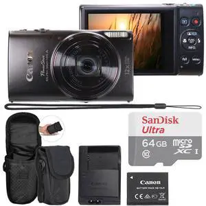 Canon PowerShot ELPH 360 HS A Digital Camera (Black) with SanDisk Ultra 64GB microSDXC Card and Compact Protective Camera Case Canon PowerShot ELPH 360 HS A Digital Camera (Black) with SanDisk Ultra 64GB microSDXC Card and Compact Protective Camera Case