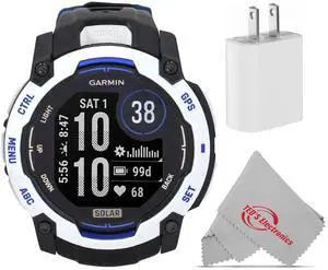Garmin Instinct 3 Solar Rugged Outdoor GPS Smartwatch 50 mm, Silicone Band (Whitestone with Black/Bolt Blue) Bundle Garmin Instinct 3 Solar Rugged Outdoor GPS Smartwatch 50 mm, Silicone Band (Whitestone with Black/Bolt Blue) Bundle