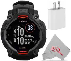Garmin Instinct 3 Solar Rugged Outdoor GPS Smartwatch - 45mm, Silicone Band (Black) Bundle Garmin Instinct 3 Solar Rugged Outdoor GPS Smartwatch - 45mm, Silicone Band (Black) Bundle