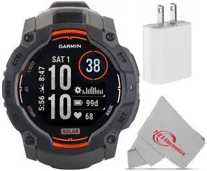 Garmin Instinct 3 Solar Rugged Outdoor GPS Smartwatch - 50mm, Silicone Band (Charcoal) Bundle Garmin Instinct 3 Solar Rugged Outdoor GPS Smartwatch - 50mm, Silicone Band (Charcoal) Bundle