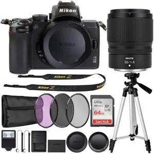 Nikon Z50 Mirrorless Digital Camera with NIKKOR Z 50mm f/1.4 Lens Accessories Bundle Nikon Z50 Mirrorless Digital Camera with NIKKOR Z 50mm f/1.4 Lens Accessories Bundle