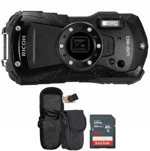 Ricoh WG-80 Waterproof Digital Camera (Black) with SanDisk 32GB Card and Camera Case Ricoh WG-80 Waterproof Digital Camera (Black) with SanDisk 32GB Card and Camera Case