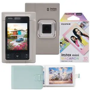 FUJIFILM instax mini LiPlay+ Hybrid Instant Camera - Sand Beige with Instant Film (Macaron, 10 Exp) and Photo Album FUJIFILM instax mini LiPlay+ Hybrid Instant Camera - Sand Beige with Instant Film (Macaron, 10 Exp) and Photo Album
